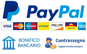 Pagamenti accettati: PayPal Carte di Credito Bonifico Contrassegno